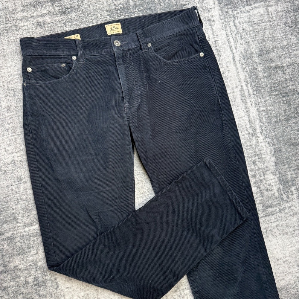 J Crew Corduroy Pants Mens 32x30 Navy Blue 484 Slim Fit 5 Pocket Jeans Fine Wale